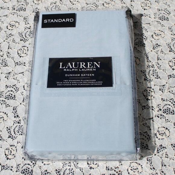 Ralph Lauren Dunham Sateen 100% Cotton Set of 2 Pillowcases Celestial Blue - Picture 8 of 8